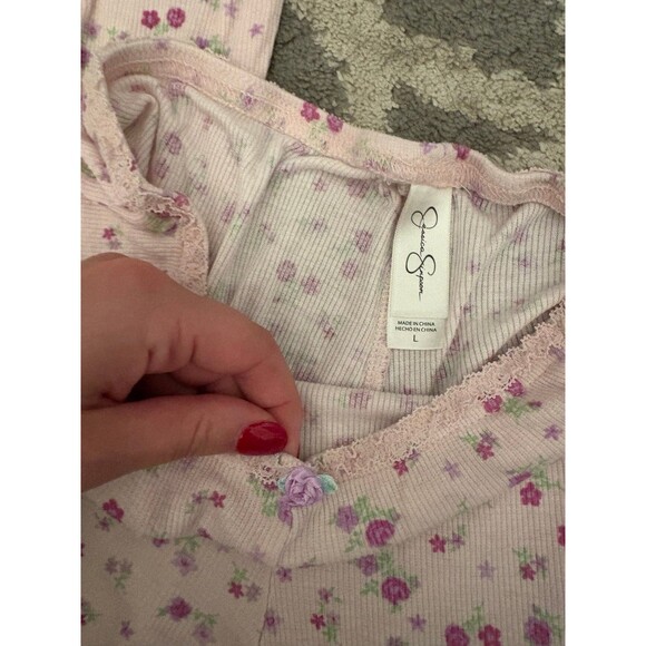 Pink and Purple Floral Ribbed Jessica Simpson Pajama Set - Picture 5 of 5